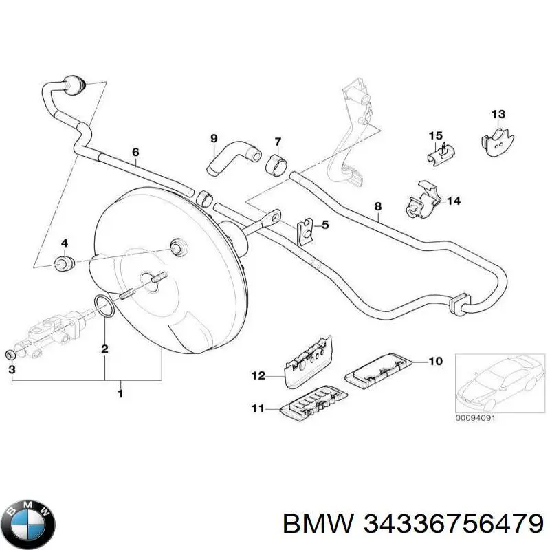 34336756479 BMW tubo, vacío de booster