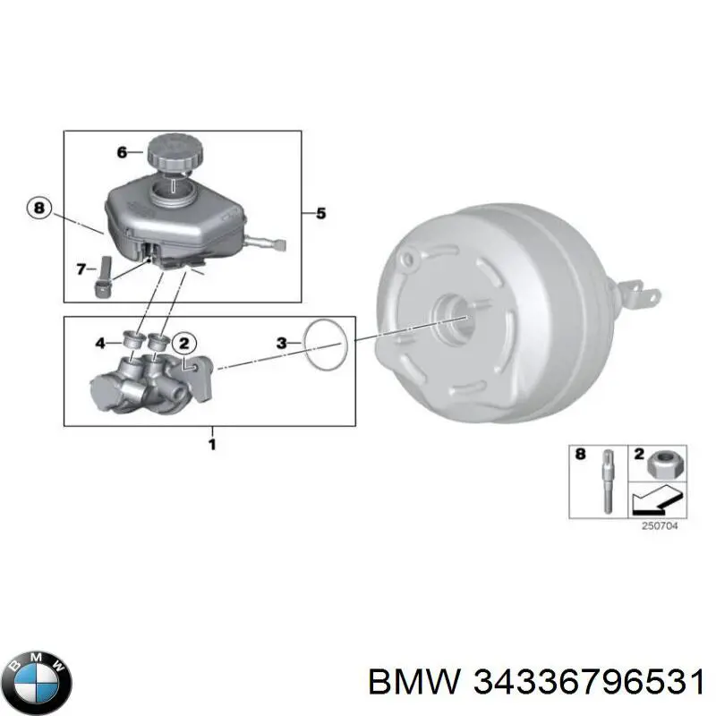 Depósito de líquido de frenos, cilindro de freno principal para BMW 2 (F23)