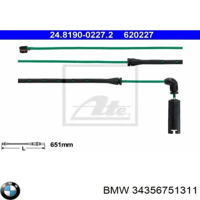 Sensor de desgaste de las pastillas de freno delanteras BMW 34356751311 precio, desde 8,09 EUR
