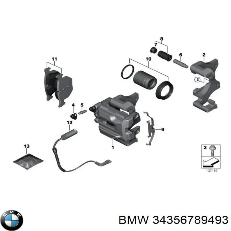 34356789493 BMW contacto de aviso, desgaste de los frenos, trasero