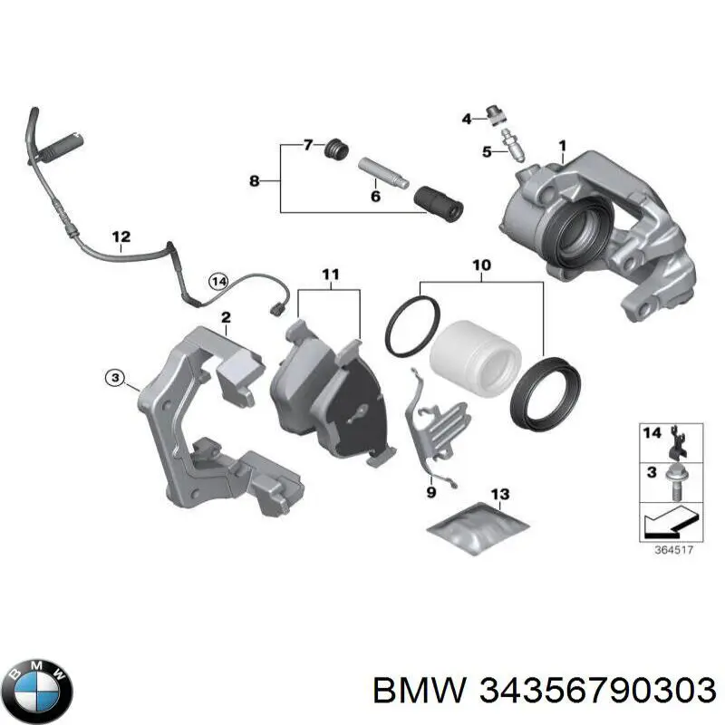 Sensor de desgaste de las pastillas de freno delanteras BMW 34356790303