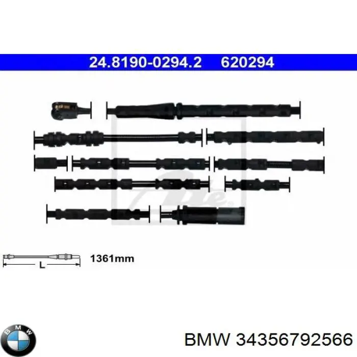 34356792566 BMW Sensor de desgaste de pastillas de freno trasero