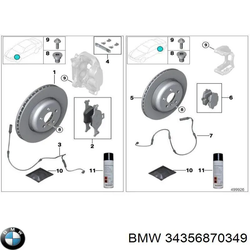 Sensor de desgaste de las pastillas de freno delanteras 34356870349 BMW