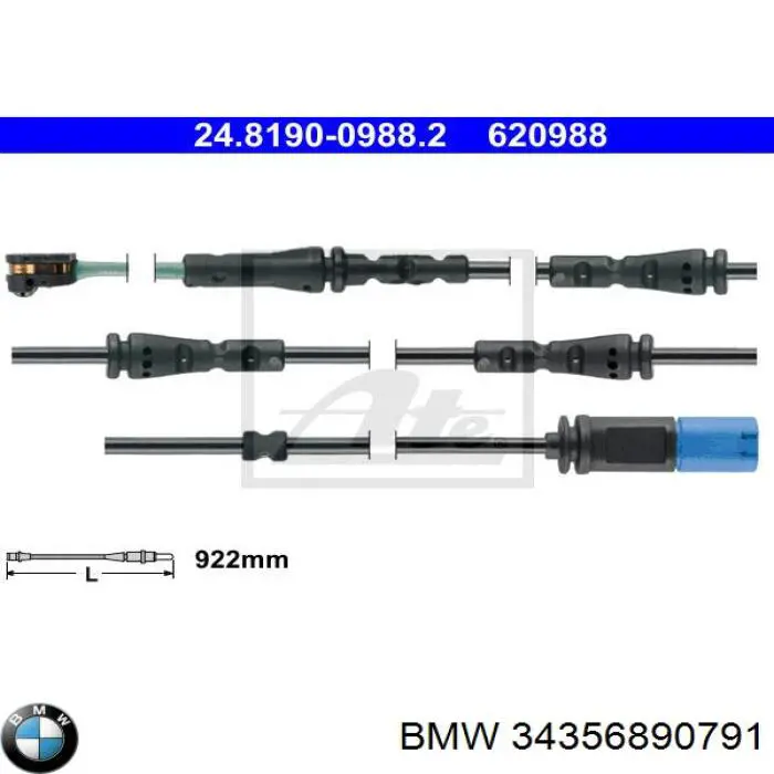 34356890791 BMW contacto de aviso, desgaste de los frenos, trasero