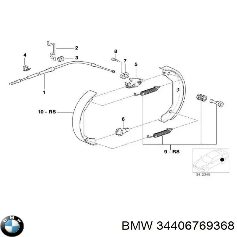 34406769368 BMW cable de freno de mano trasero derecho/izquierdo