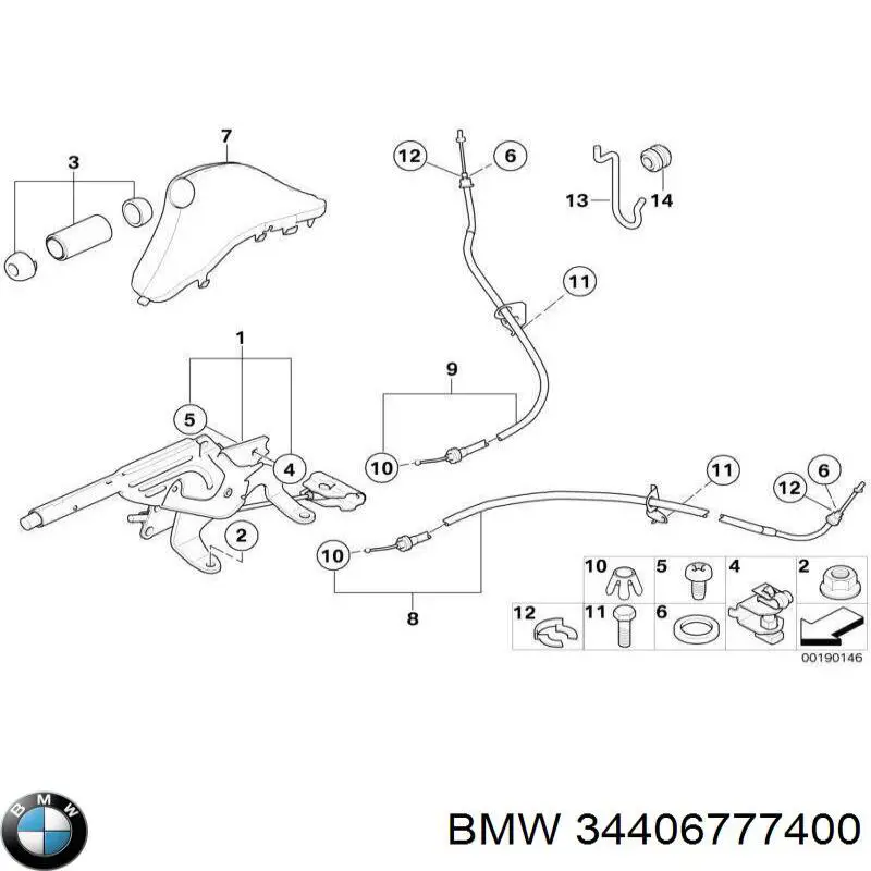 34406777400 BMW cable de freno de mano trasero izquierdo