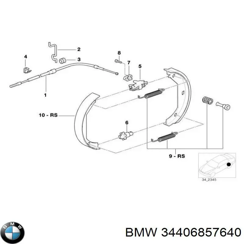 34406851832 BMW cable de freno de mano trasero derecho/izquierdo