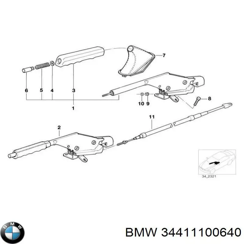 34411100640 BMW clip, tubuladura de sujeción, alféizar de la puerta