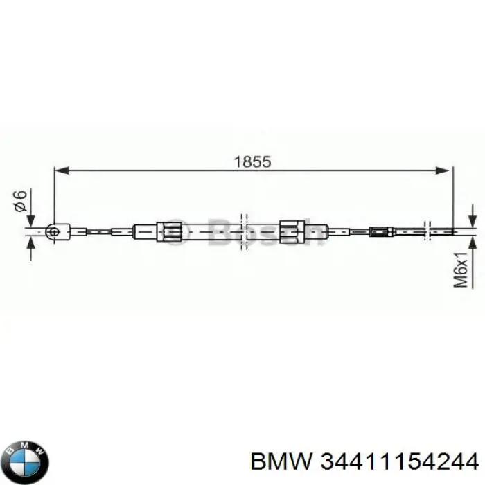 34411154244 BMW cable de freno de mano trasero derecho/izquierdo