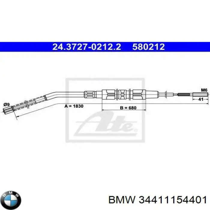 3441160116 BMW cable de freno de mano trasero derecho/izquierdo