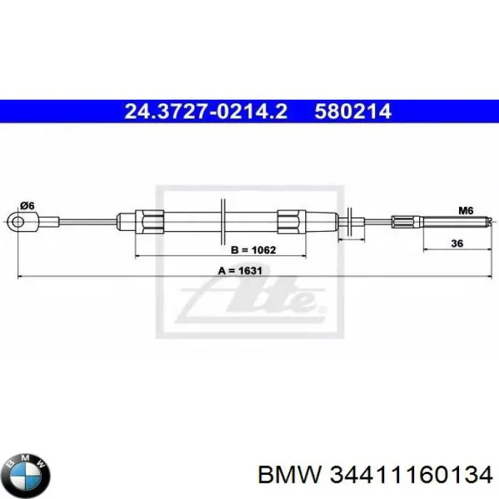Comprar 34411160134 BMW Cable de freno de mano trasero derecho/izquierdo