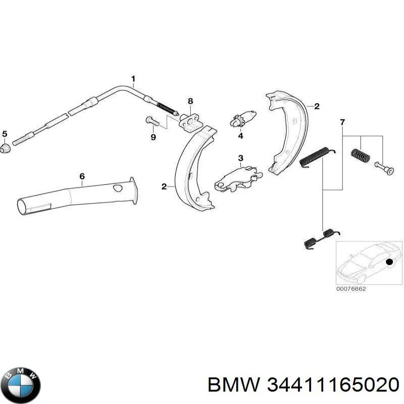 Cable de freno de mano trasero izquierdo 34411165020 BMW
