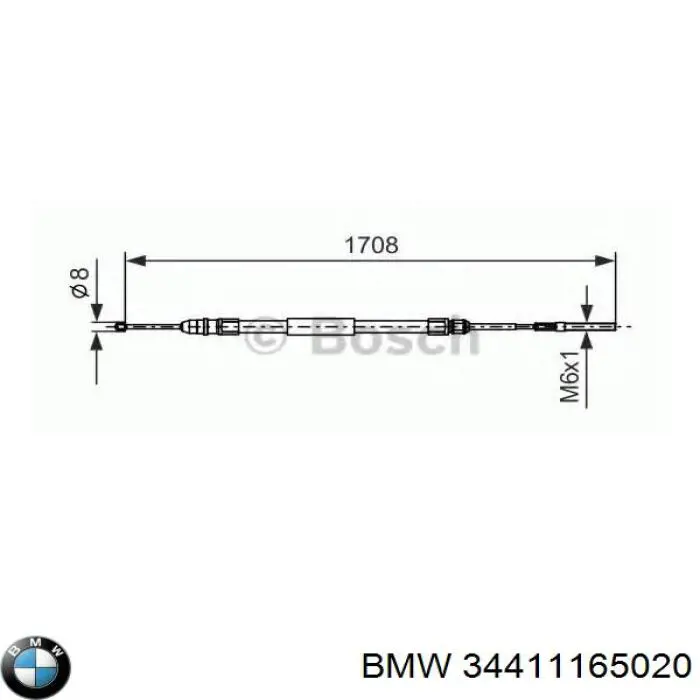 34411165020 BMW cable de freno de mano trasero izquierdo