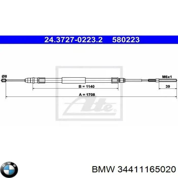 Comprar 34411165020 BMW Cable de freno de mano trasero izquierdo