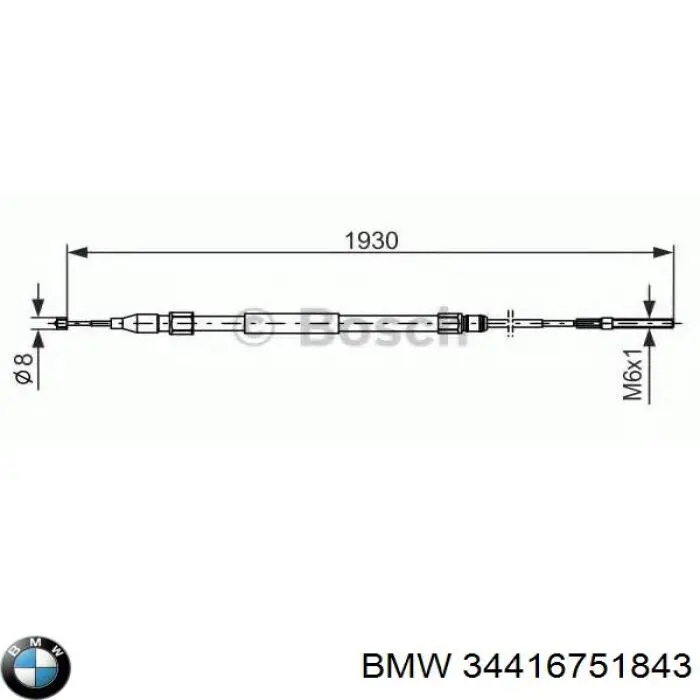 34416751843 BMW cable de freno de mano trasero derecho/izquierdo