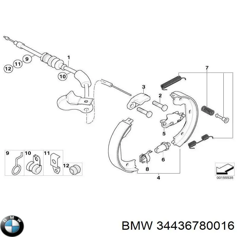 Cable de freno de mano trasero izquierdo para BMW 7 (E65, E66, E67)