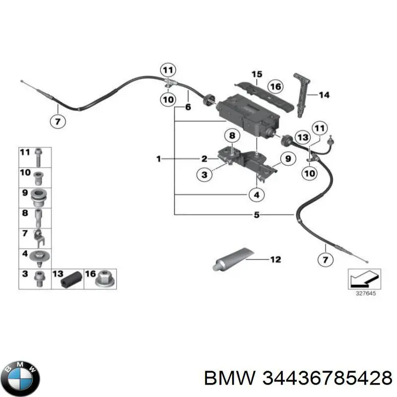 Comprar 34436785428 BMW Cable de freno de mano trasero izquierdo