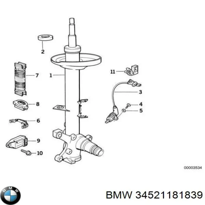 Comprar 34521181839 BMW Sensor revoluciones de la rueda, delantero