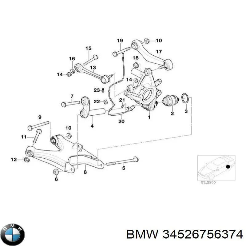 Sensor ABS trasero 34526756374 BMW