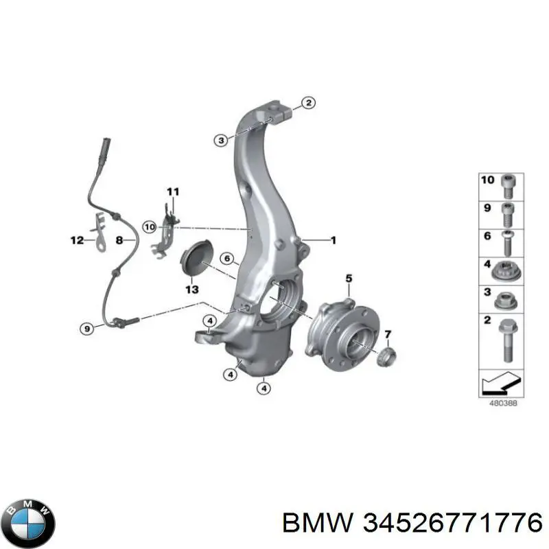 34526771776 BMW sensor abs delantero