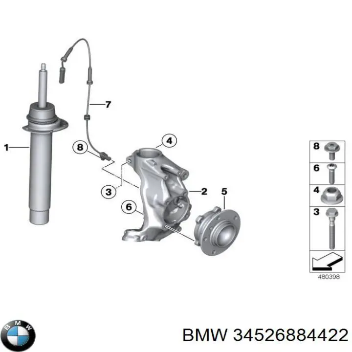 Comprar 34526884422 BMW Sensor revoluciones de la rueda, delantero