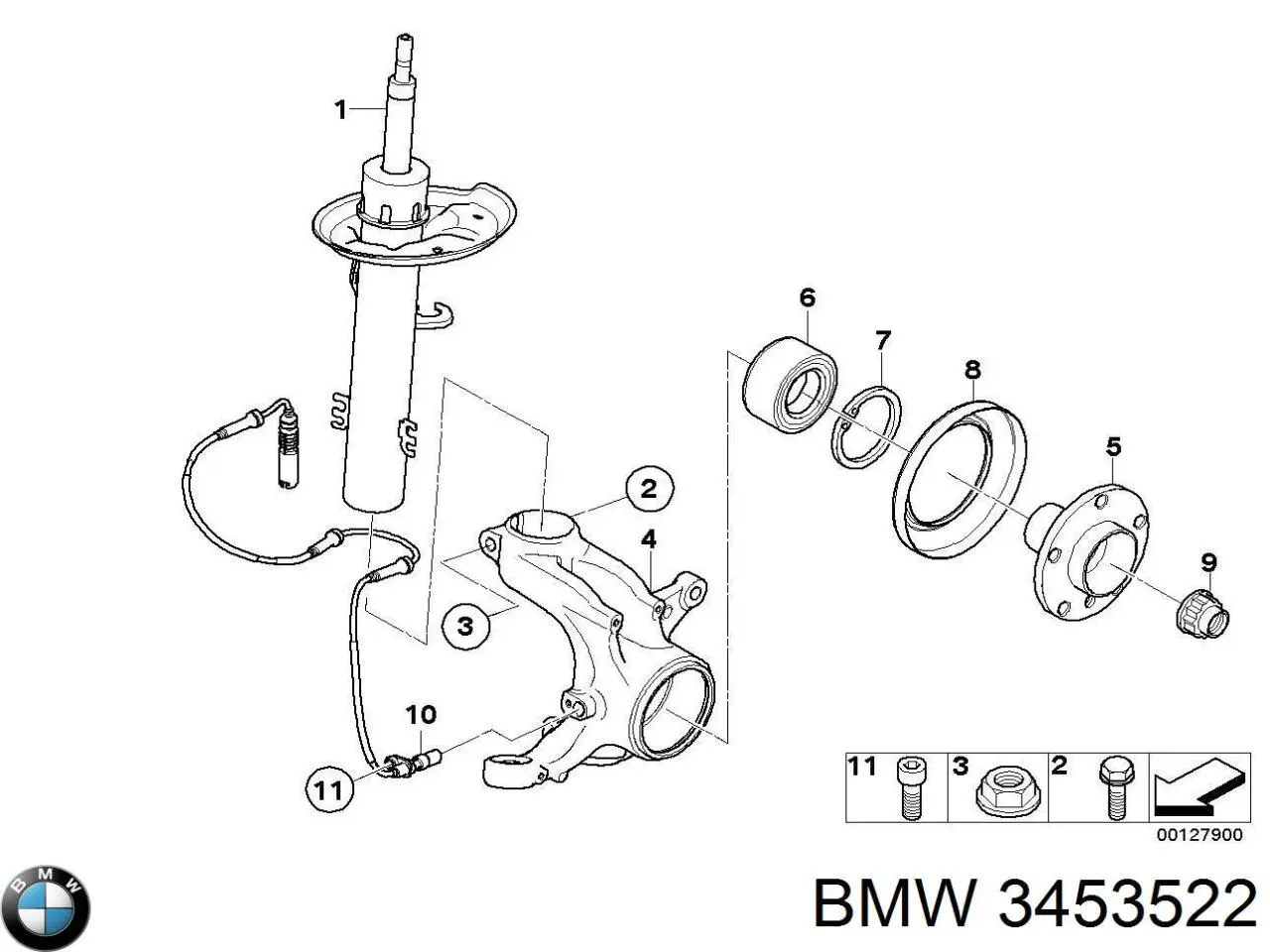 3453522 BMW amortiguador delantero derecho