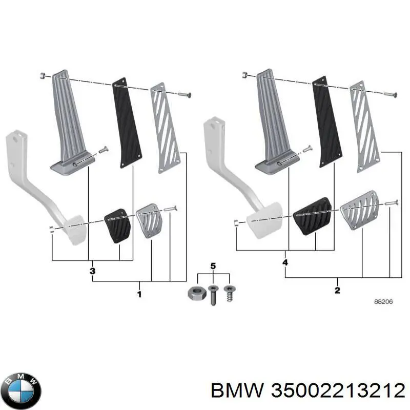 35002213212 BMW revestimiento de pedal, juego