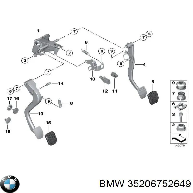 Comprar 35206752649 BMW Pedal de freno