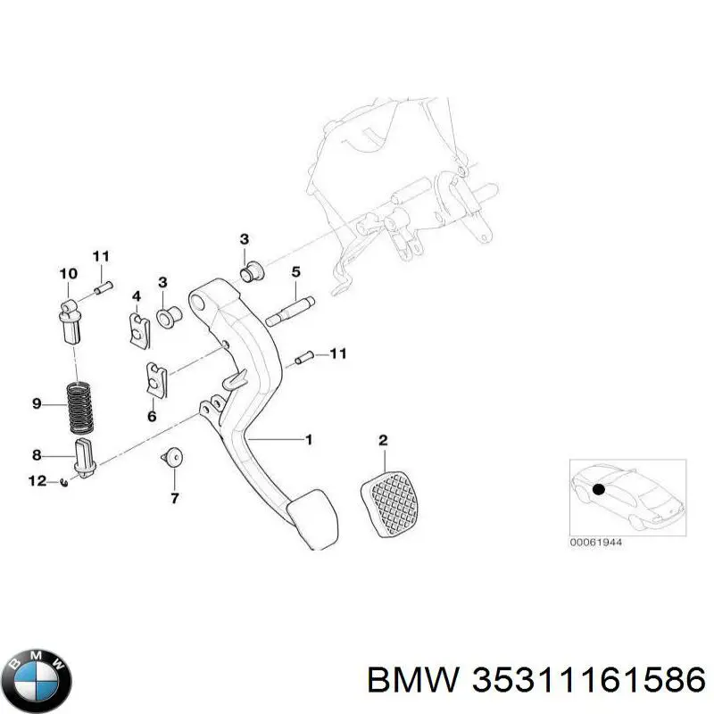 Comprar 35311161586 BMW Pedal embrague