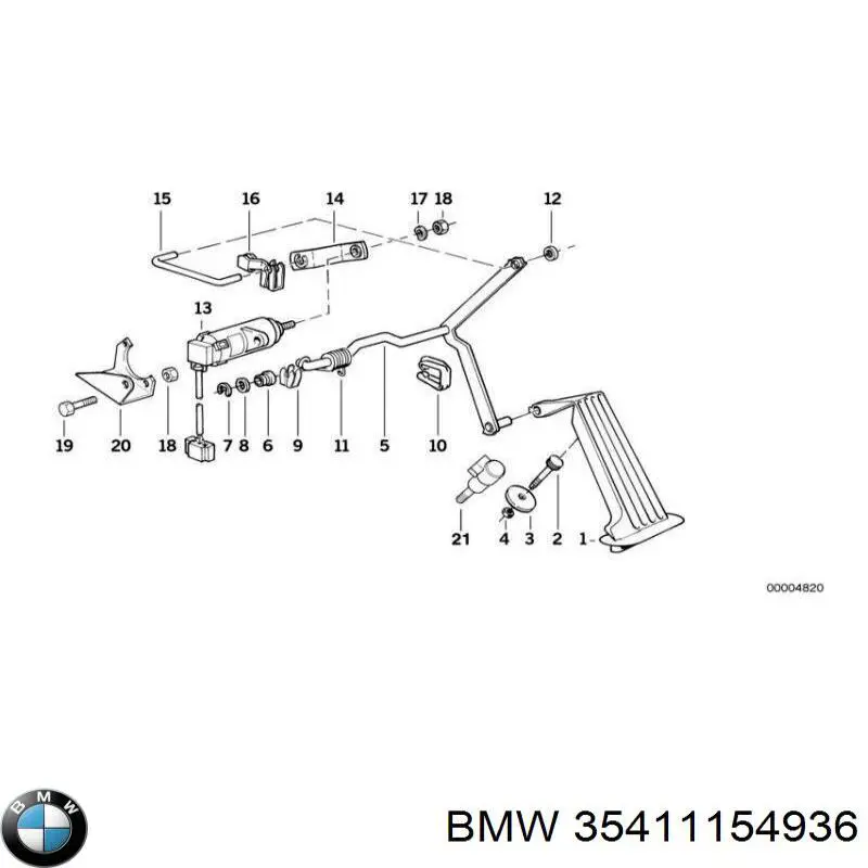 Pedal del acelerador 1154936 BMW