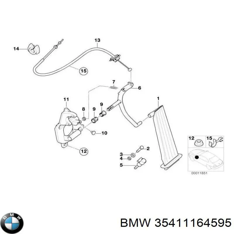 Cable del acelerador BMW 35411164595 precio, desde 101,73 EUR