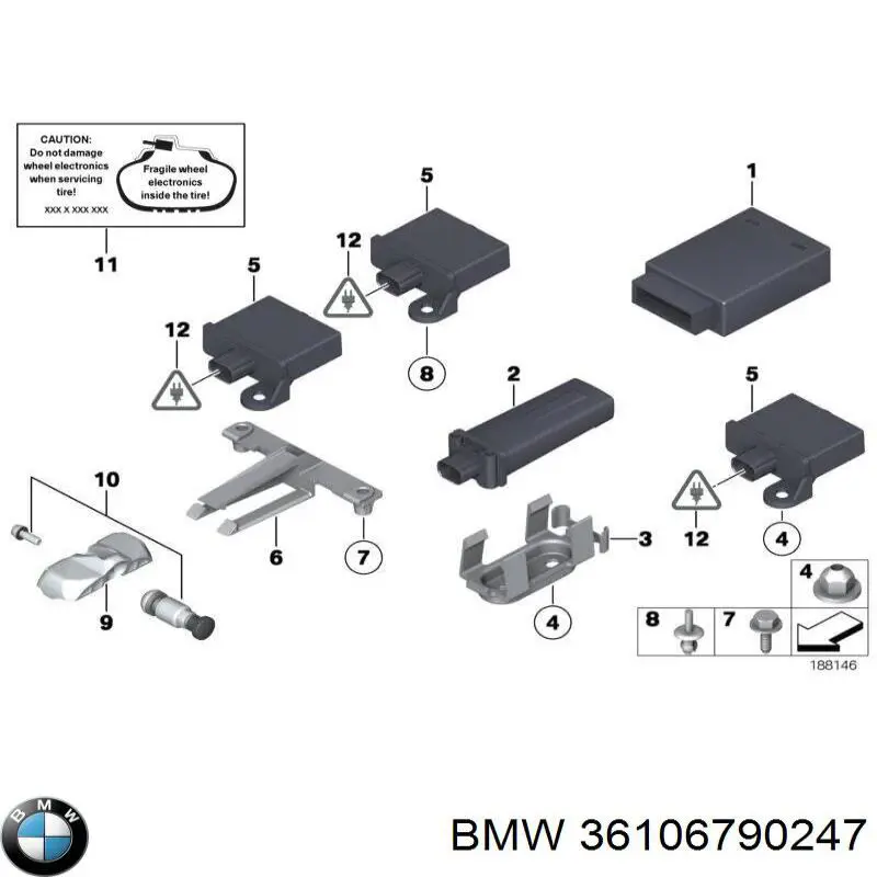 36106790247 BMW unidad de control de presión de neumáticos