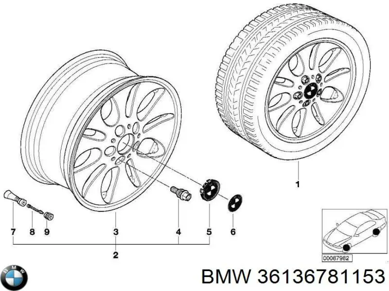Tornillo de rueda 36136781153 BMW