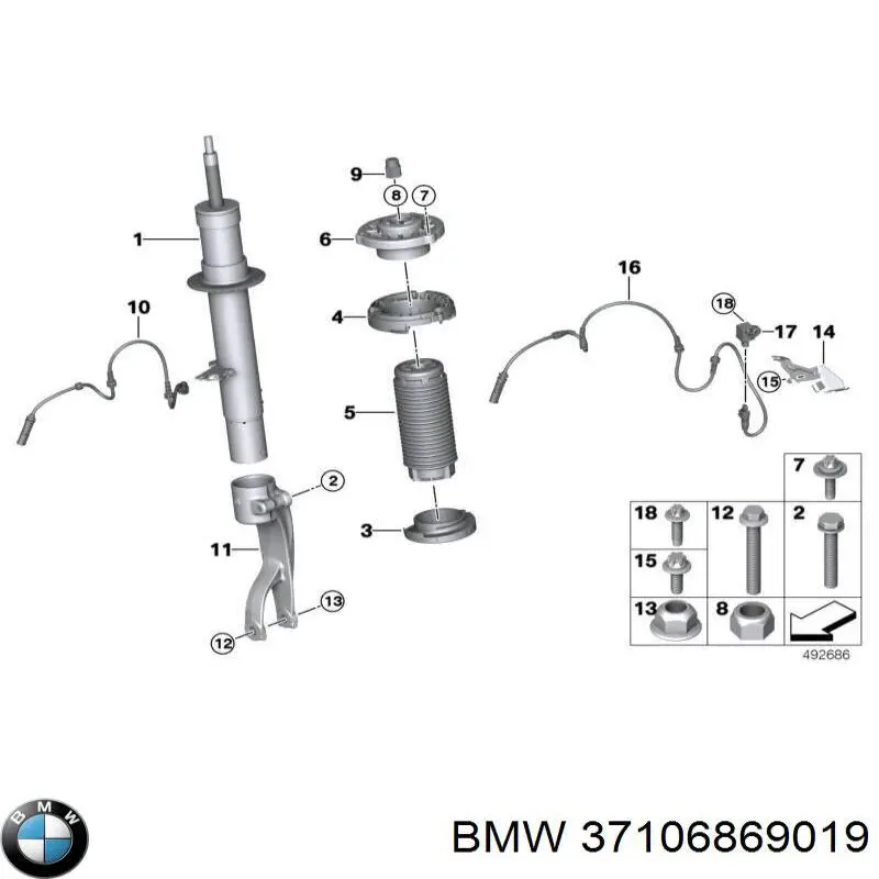 37106869019 BMW amortiguador delantero izquierdo