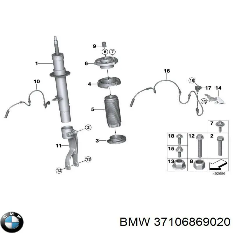 37106869020 BMW amortiguador delantero derecho