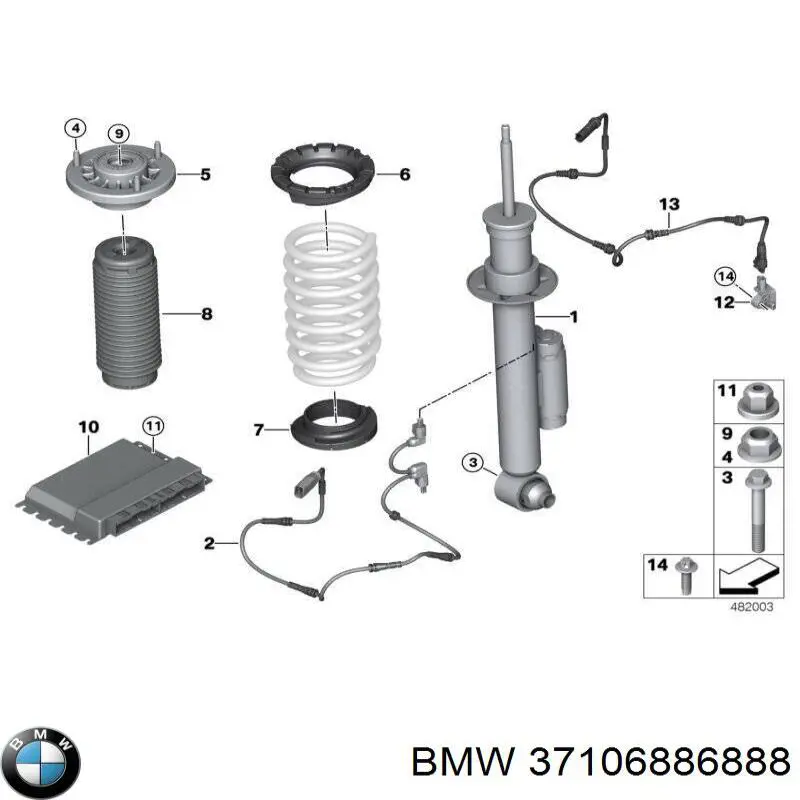 Amortiguador trasero derecho BMW 37106886888 precio, desde 470,45 EUR
