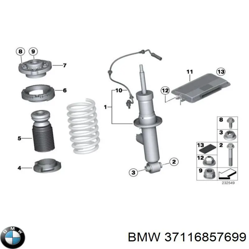 Amortiguador delantero izquierdo BMW 37116857699 precio, desde 464,64 EUR