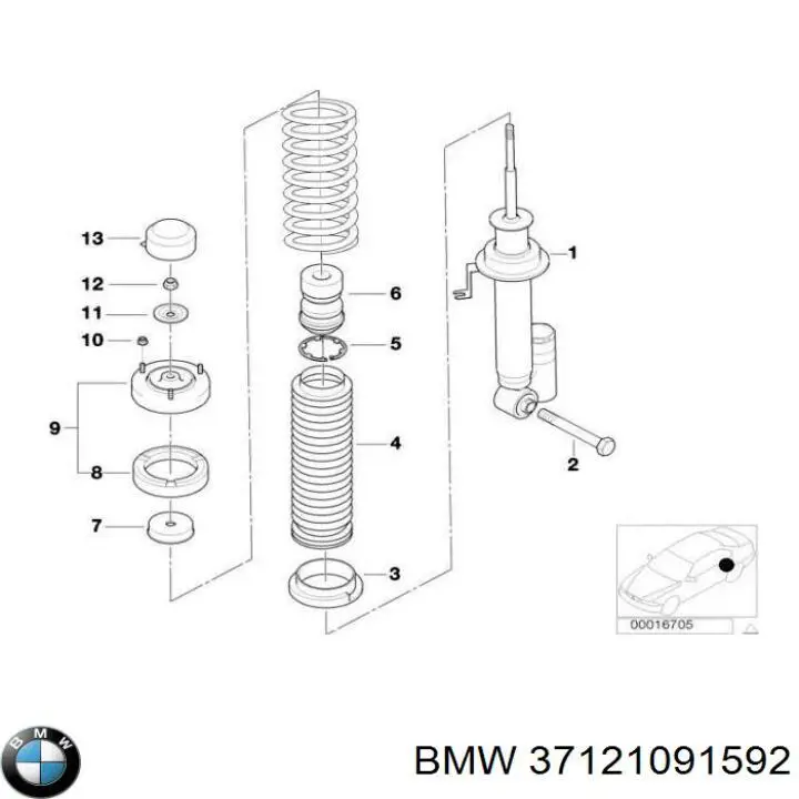 37121091592 BMW amortiguador trasero derecho