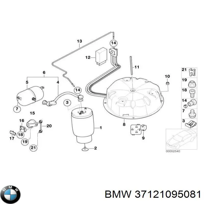 37121095081 BMW muelle neumático, suspensión, eje trasero