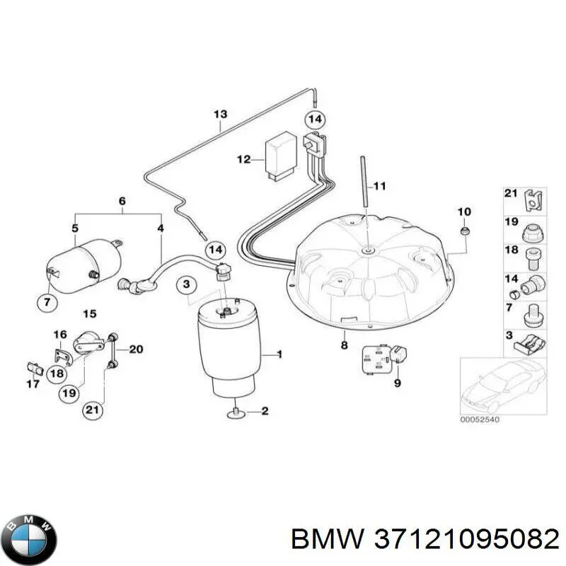 37121095082 BMW muelle neumático, suspensión, eje trasero