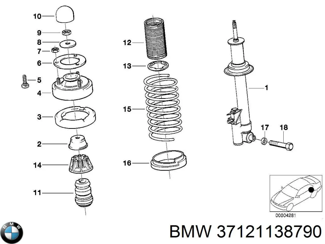 37121138790 BMW amortiguador trasero derecho