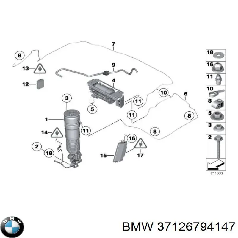 Amortiguador trasero izquierdo para BMW 7 (F01, F02, F03, F04)