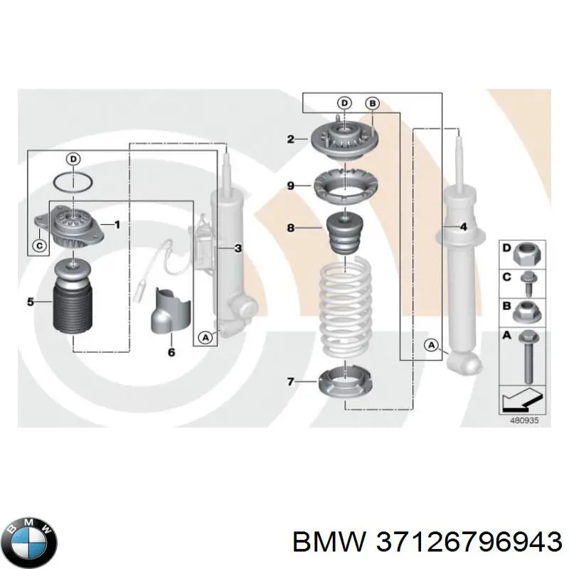 37126796943 BMW amortiguador trasero izquierdo