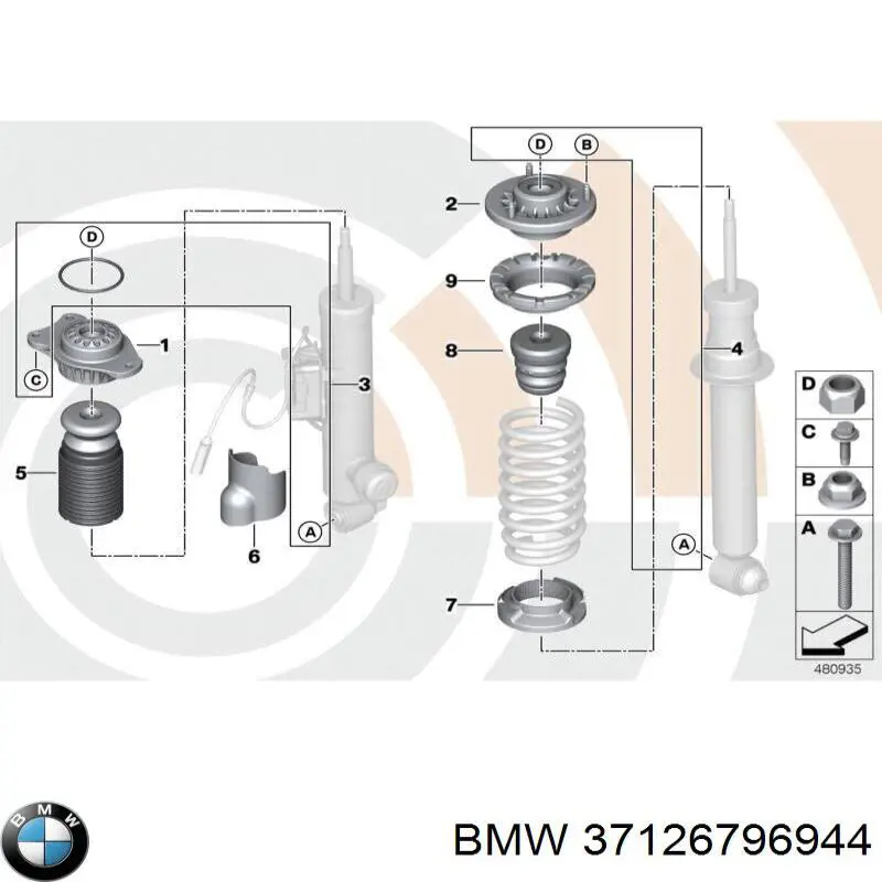 37126796944 BMW amortiguador trasero derecho