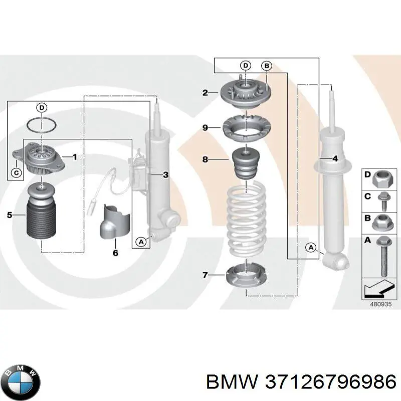 Amortiguador trasero derecho 37126796986 BMW