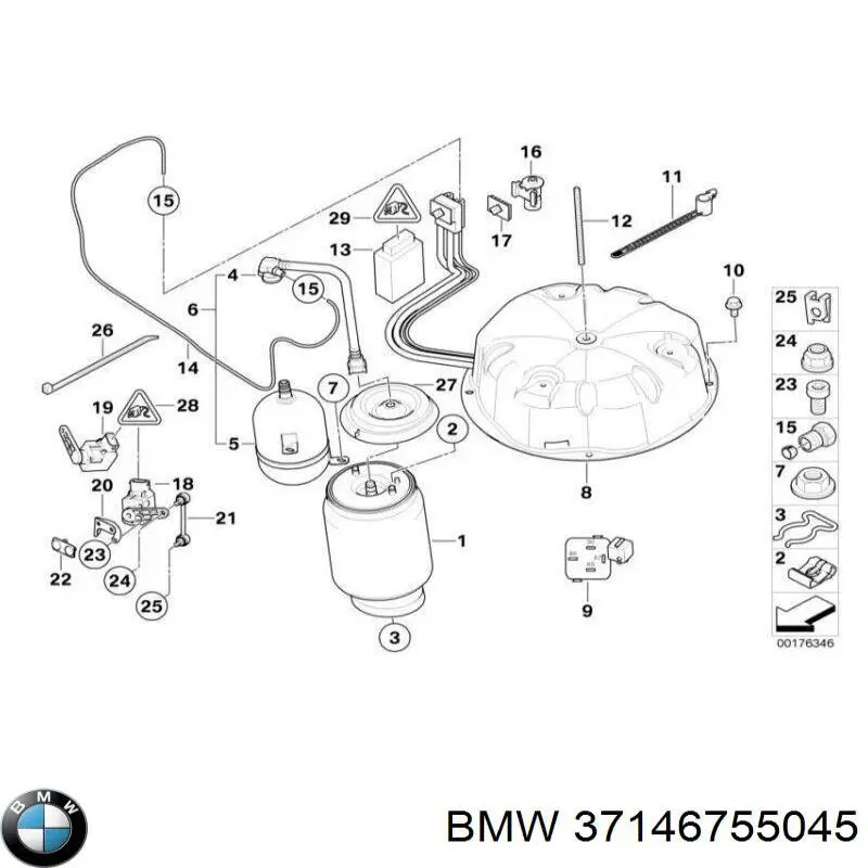 37146755045 BMW sensor, nivel de suspensión neumática, trasero derecho