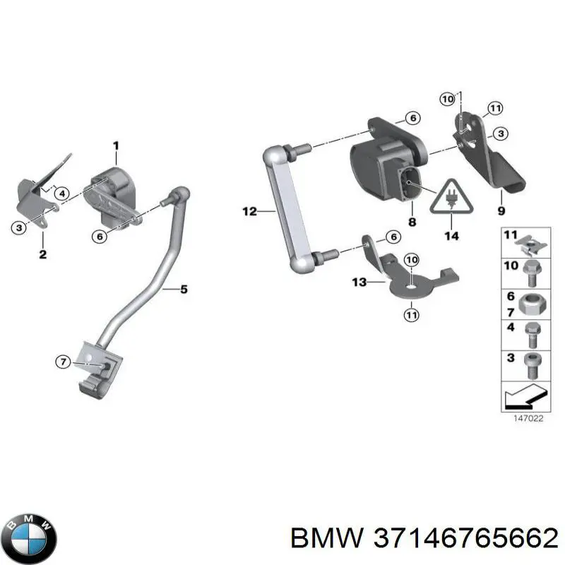 37146765662 BMW barra de sensor de regulación de altura, delantera