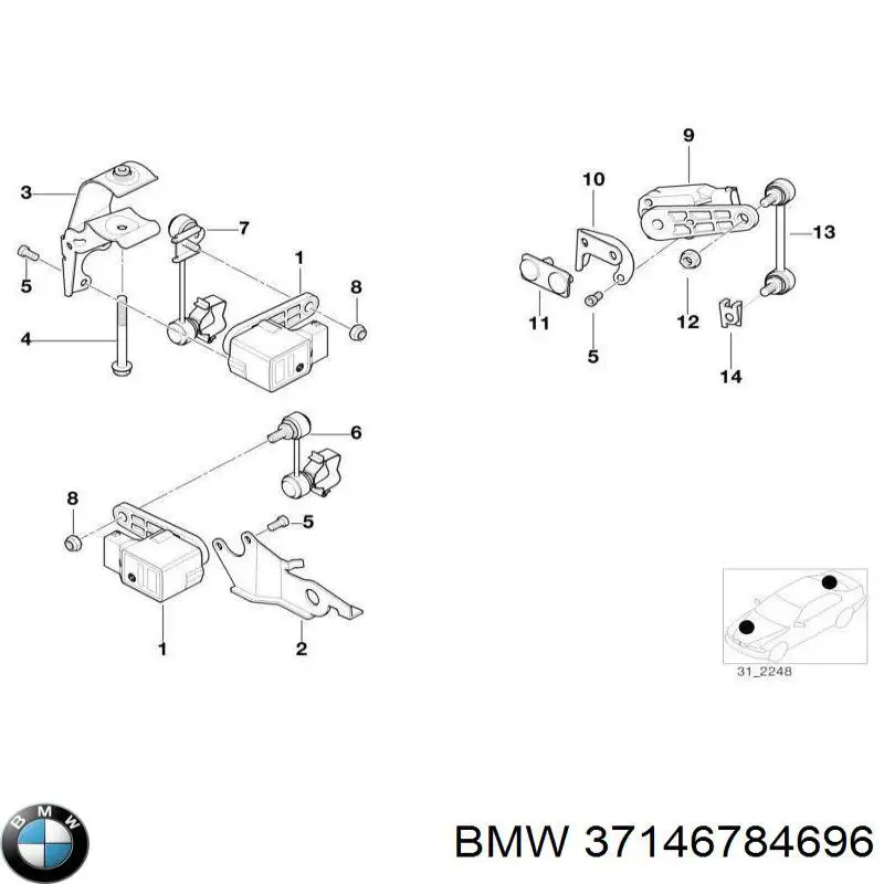 Comprar 37146784696 BMW Sensor de nivel de carrocería delantero derecho