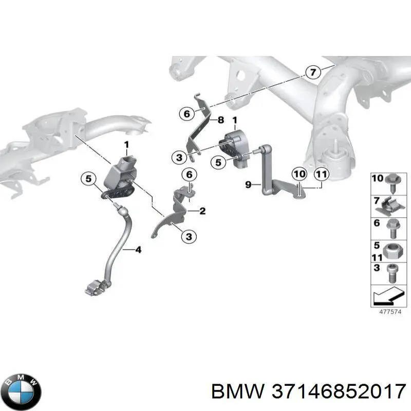 37146852017 BMW barra de sensor de regulación de altura, delantera