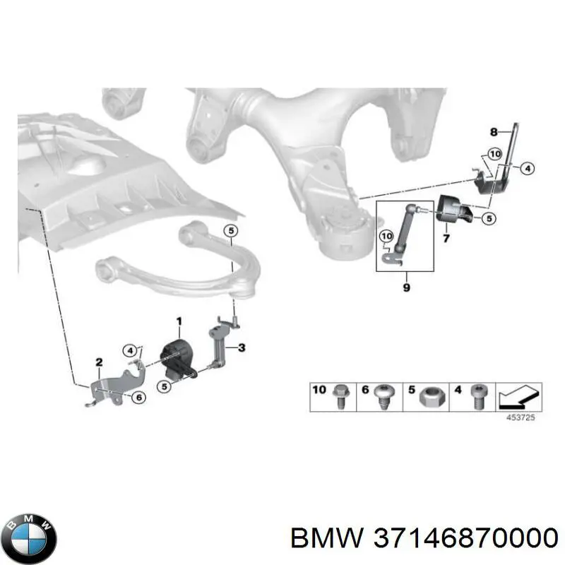 37146870000 BMW sensor, nivel de suspensión neumática, trasero